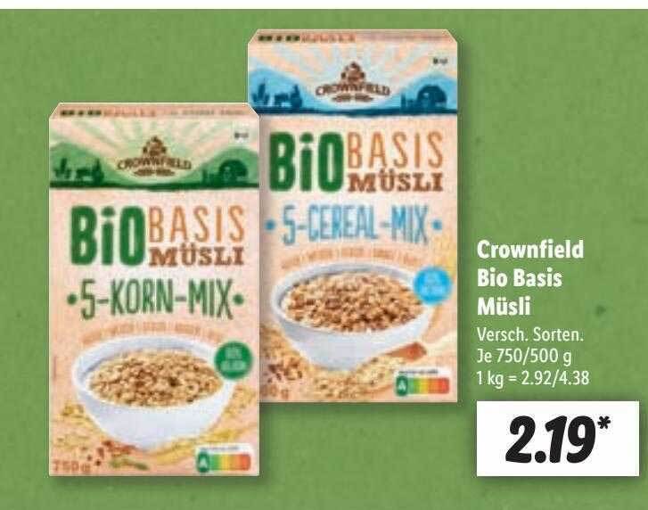 Crownfield bio basis müsli Angebot bei Lidl
