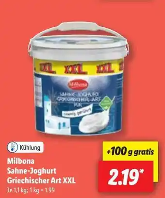 Lidl Milbona sahne-joghurt griechischer art xxl Angebot