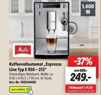 Lidl Melitta kaffeevollautomat „espresso line typ e950-213“ Angebot