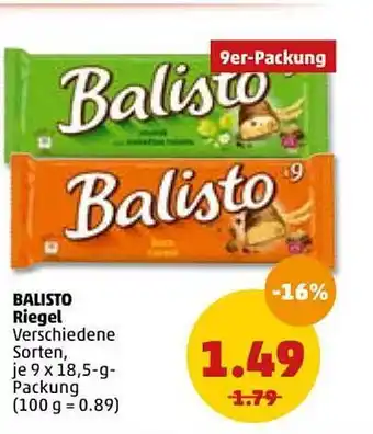 PENNY Balisto Riegel 9x18,5g Angebot