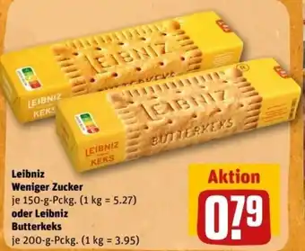 REWE Center Leibniz Weniger Zucker 150-g-Pckg. oder Leibniz Butterkeks m200-g-Pckg. Angebot