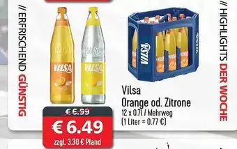 Getränkehaus Vilsa orange oder zitrone Angebot