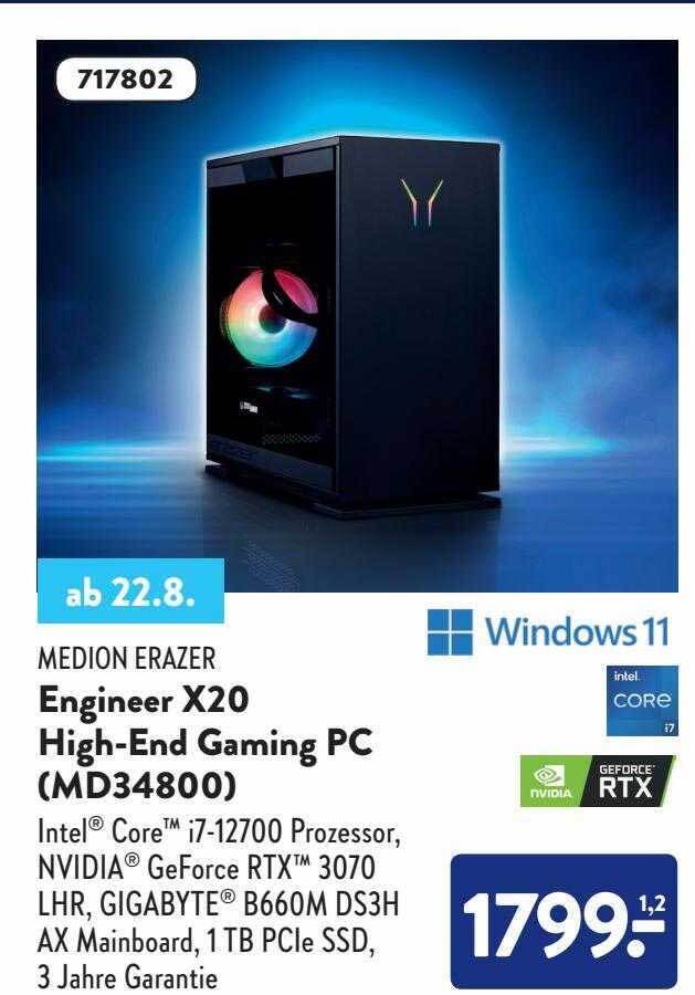 Medion erazer engineer x20 highend gaming pc Angebot bei Aldi Süd