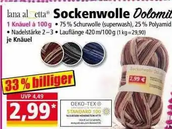 Norma Lana alzetta sockenwolle dolomit Angebot