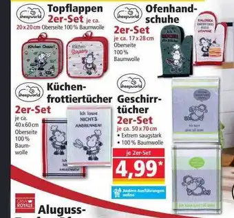 Norma Sheepworld topflappen oder ofenhandschuhe oder küchenfrottiertücher oder geschirrtücher Angebot