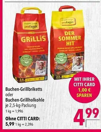 CITTI Markt Profagus buchen-grillbriketts oder buchen-grillholzkohle Angebot