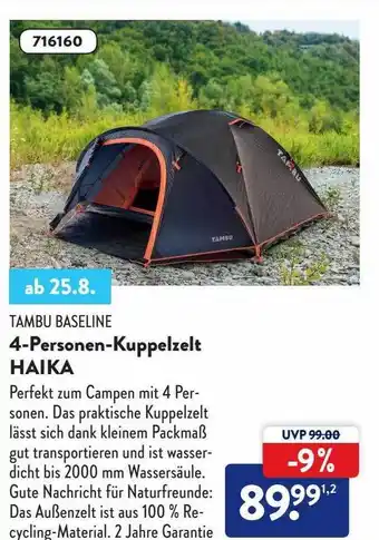 Aldi Süd 4-personen-kuppelzelt haika tambu baseline Angebot