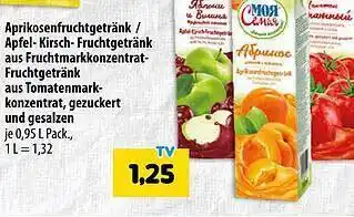 Mix Markt Aprikosenfruchtgetränk-apfel- kirsch-fruchtgetränk aus fruchtmarkkonzentrat-fruchtgetränk aus tomatenmark- konzentrat, gezuck Angebot