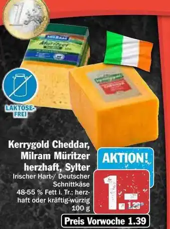 Hit Kerrygold cheddar, milram müritzer herzhaft, sylter Angebot