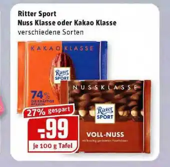 REWE Kaufpark Ritter Sport Nuss Klasse Oder Kakao Klasse Angebot