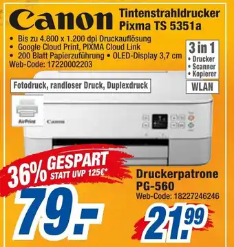 expert Octomedia Canon Tintenstrahldrucker Pixma TS 5351a Angebot