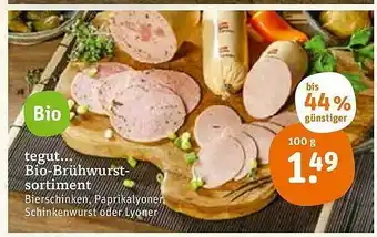 tegut Bio-brühwurstsortiment 100g Angebot