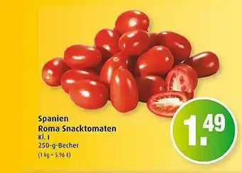 Markant Spanien Roma Snacktomaten 250g Becher Angebot