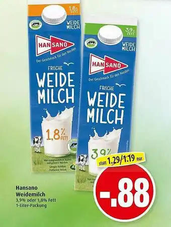 Markant Hansano Weidemilch 1L Angebot