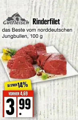 Edeka Frischemarkt Gutfleisch Rinderfilet 100g Angebot