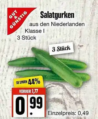 Edeka Frischemarkt Gut & Günstig Salatgurken Angebot