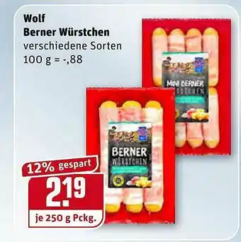 REWE Kaufpark Wolf Berner Würstchen 250g Angebot