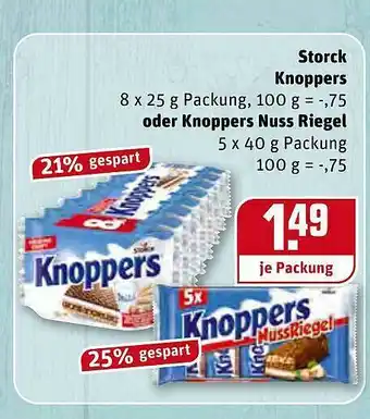 REWE Kaufpark Storck Knoppers 8x25g Oder Knoppers Nuss Riegel 5x40g Angebot