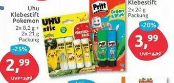 Budni Uhu Klebestift Pokemon 2x8,2g + 2x21g Oder Pritt Klebestift 2x20g Angebot