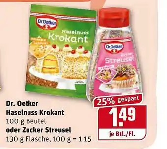 REWE Kaufpark Dr Oetker Haselnuss Krokant 100g Beutel Oder Zucker Streusel 130g Angebot