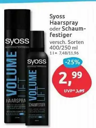 Budni Syoss Haarspray Oder Schaumfestiger 400/250ml Angebot