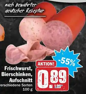 Hit Frischwurst, Bierschinken, Aufschnitt 100g Angebot