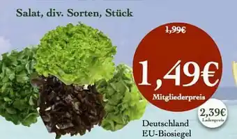 LPG Biomarkt Salat, Div. Sorten, Stück Angebot