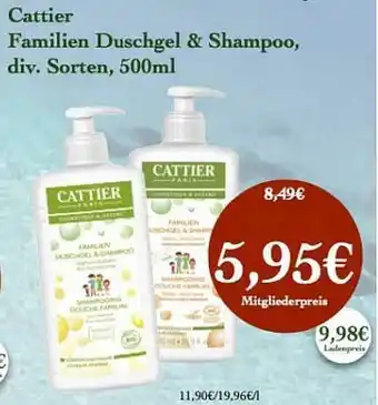 LPG Biomarkt Cattier Familien Duschgel & Shampoo 500ml Angebot