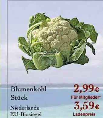 LPG Biomarkt Blumenkohl Stück Angebot