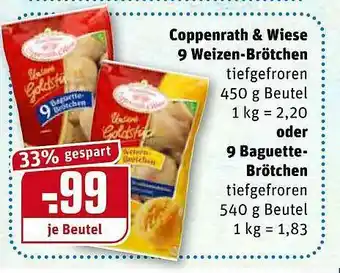 REWE Kaufpark Coppenrath & Wiese 9 Weizen-brötchen 450g Beutel  Oder 9 Baguette-brötchen 540g Beutel Angebot