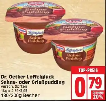 Edeka Dr. Oetker Löffelglück Sahne oder Grießpudding 180/200g Becher Angebot