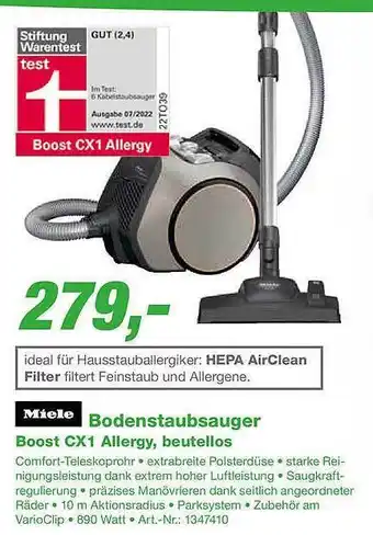 EP Miele bodenstaubsauger boost cx1 allergy, beutellos Angebot