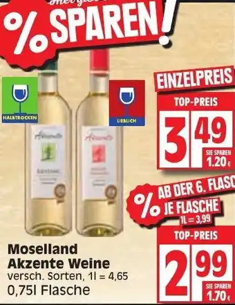 Edeka Moselland Akzente Weine 0,75 L Flasche Angebot