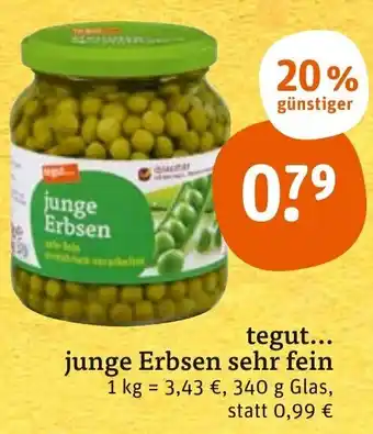 tegut tegut... junge Erbsen sehr fein 340 g Glas Angebot