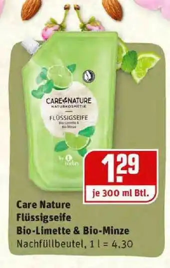 REWE Kaufpark Care Nature Flüssigseife Bio-limette & Bio-minze Angebot