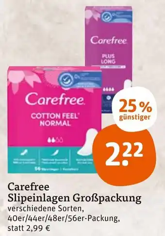 tegut Carefree Slipeinlagen Großpackung 40er/44er/48er/56er Packung Angebot