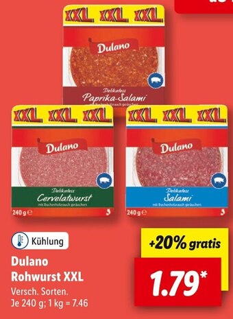 Lidl Dulano rohwurst xxl Angebot