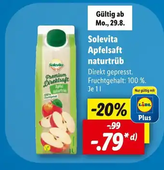 Lidl Solevita apfelsaft naturtrüb Angebot