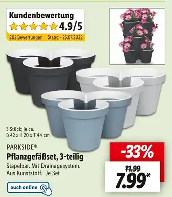 Lidl Parkside pflanzgefäßset, 3-teilig Angebot