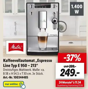 Lidl Melitta kaffeevollautomat „espresso line typ e 950 – 213“ Angebot