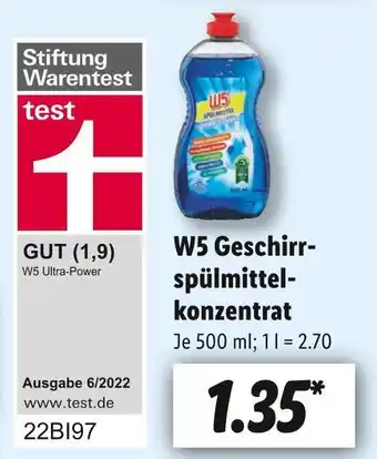 Lidl W5 geschirrspülmittelkonzentrat Angebot