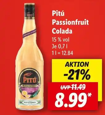 Lidl Pitú passionfruit colada Angebot