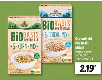 Lidl Crownfield bio basis müsli Angebot