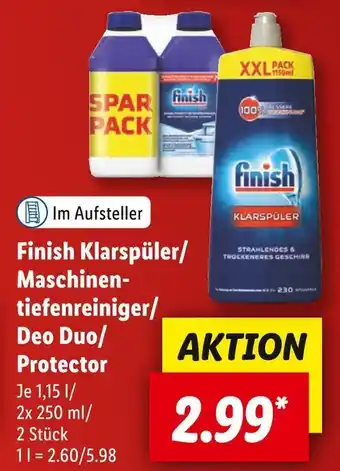 Lidl Finish klarspüler, maschinentiefenreiniger, deo duo oder protector Angebot