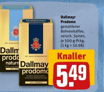 REWE Dallmayr prodomo gemahlener bohnenkaffee Angebot