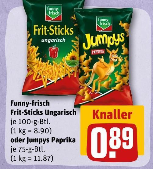 Funnyfrisch fritsticks ungarisch oder jumpys paprika Angebot bei REWE