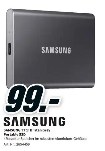 MediaMarkt Samsung portable ssd t7 1tb titan grey Angebot