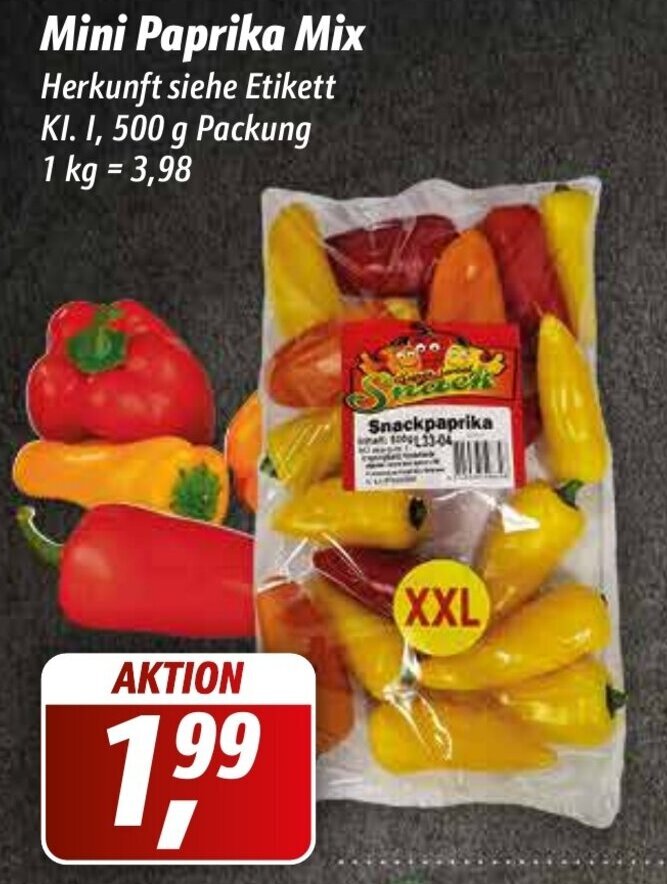 Mini Paprika Mix 500 g Packung Angebot bei Simmel