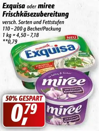 Simmel Exquisa oder Miree Frischkäsezubereitung 110-200 g Becher/Packung Angebot