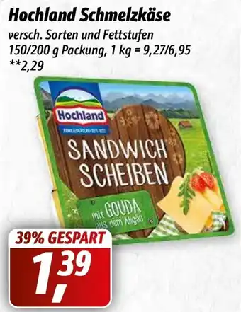 Simmel Hochland Schmelzkäse 150/200 g Packung Angebot